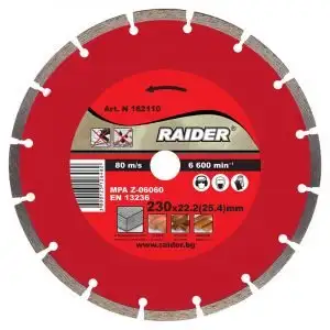 Disc diamantat segmentat uscat 230mm. Raider 162110